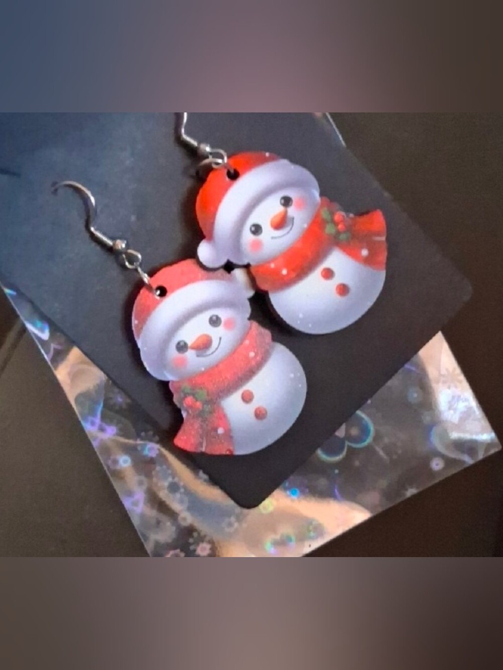$8 Each Or Bundle 5/$20 Festive Snowman Dangle Earrings in White and Red